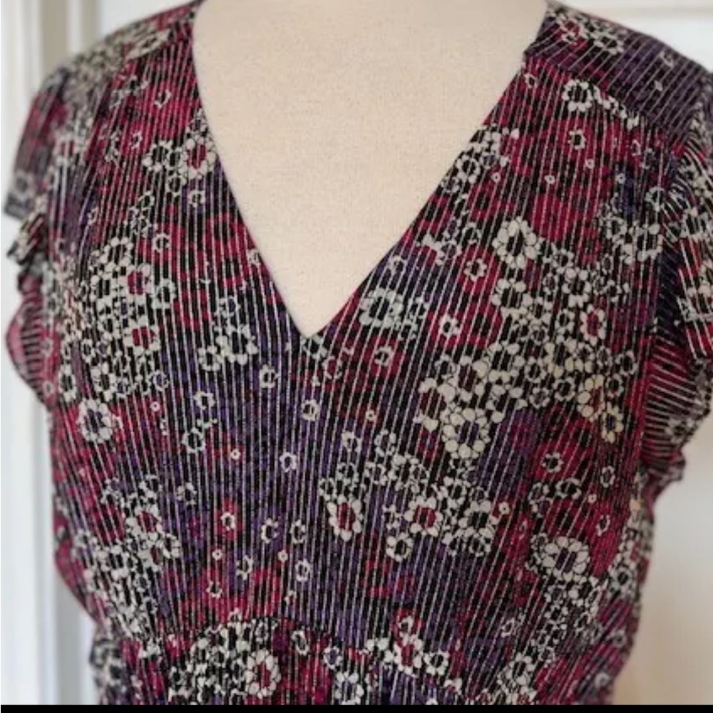 Michael Kors Dress 0X plus NWT Floral black purple pink designer V-Neck - Picture 5 of 10